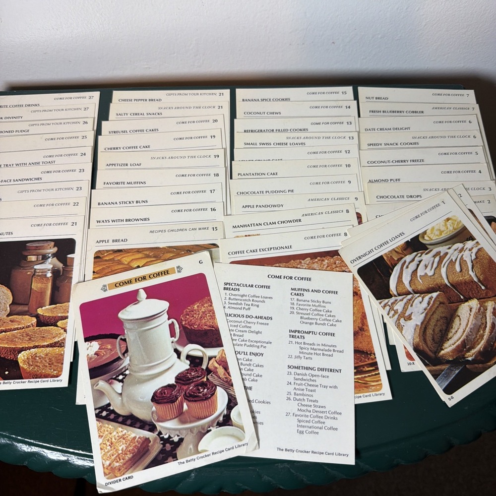 Vintage Betty Crocker Come For Coffee Recipe Cards Desserts Appetizers 1971
